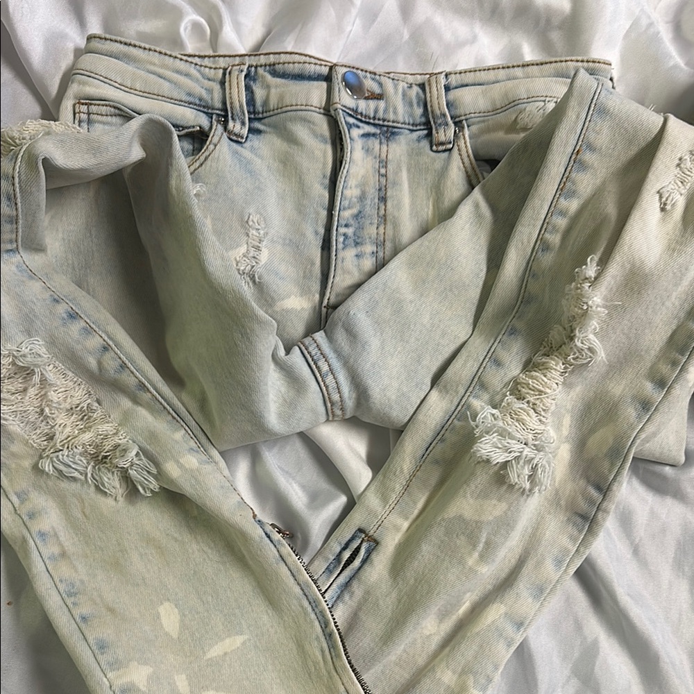 Light Wash Distressed Denim Jeans